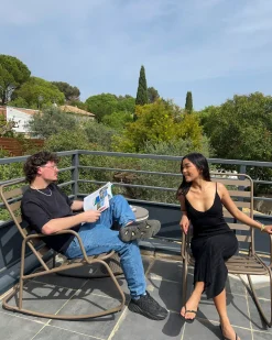 Fotel bujany ogrodowy TURI Metal Beżowoszary