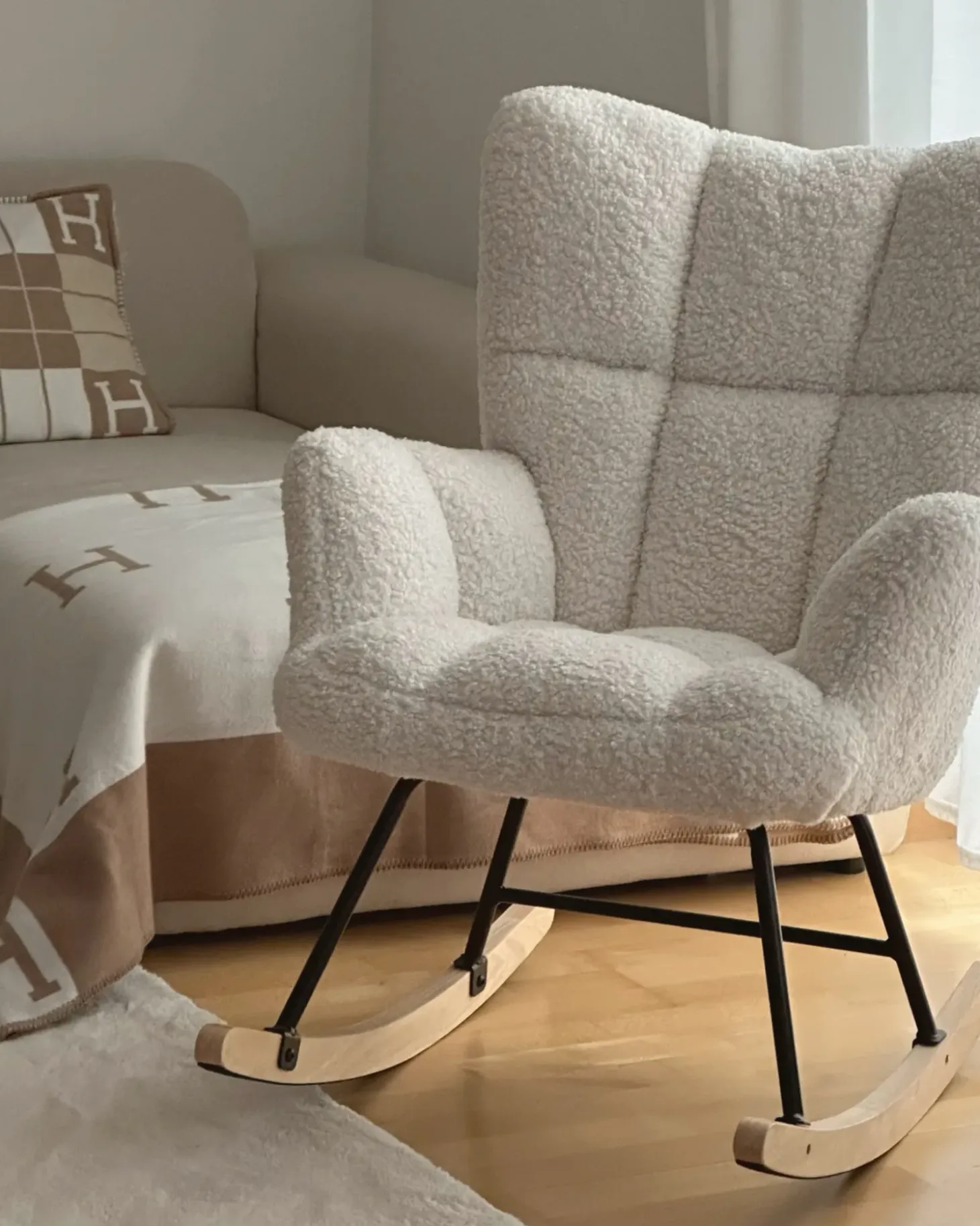 Best OULU Boucle Biały Wszystkie Fotele|Fotele Bujane