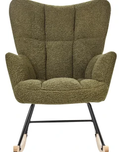 New Fotel bujany OULU Boucle Ciemnozielony Wszystkie Fotele|Fotele Bujane