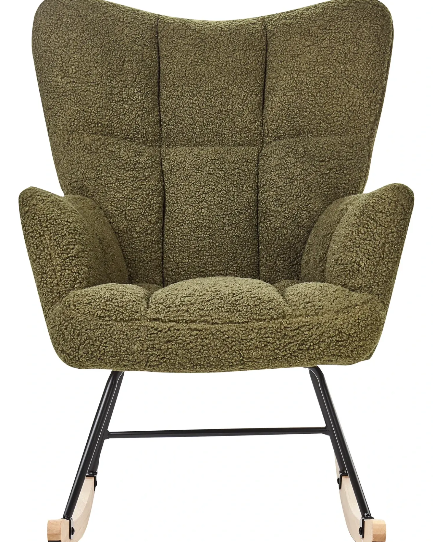 New Fotel bujany OULU Boucle Ciemnozielony Wszystkie Fotele|Fotele Bujane
