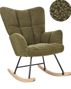 New Fotel bujany OULU Boucle Ciemnozielony Wszystkie Fotele|Fotele Bujane