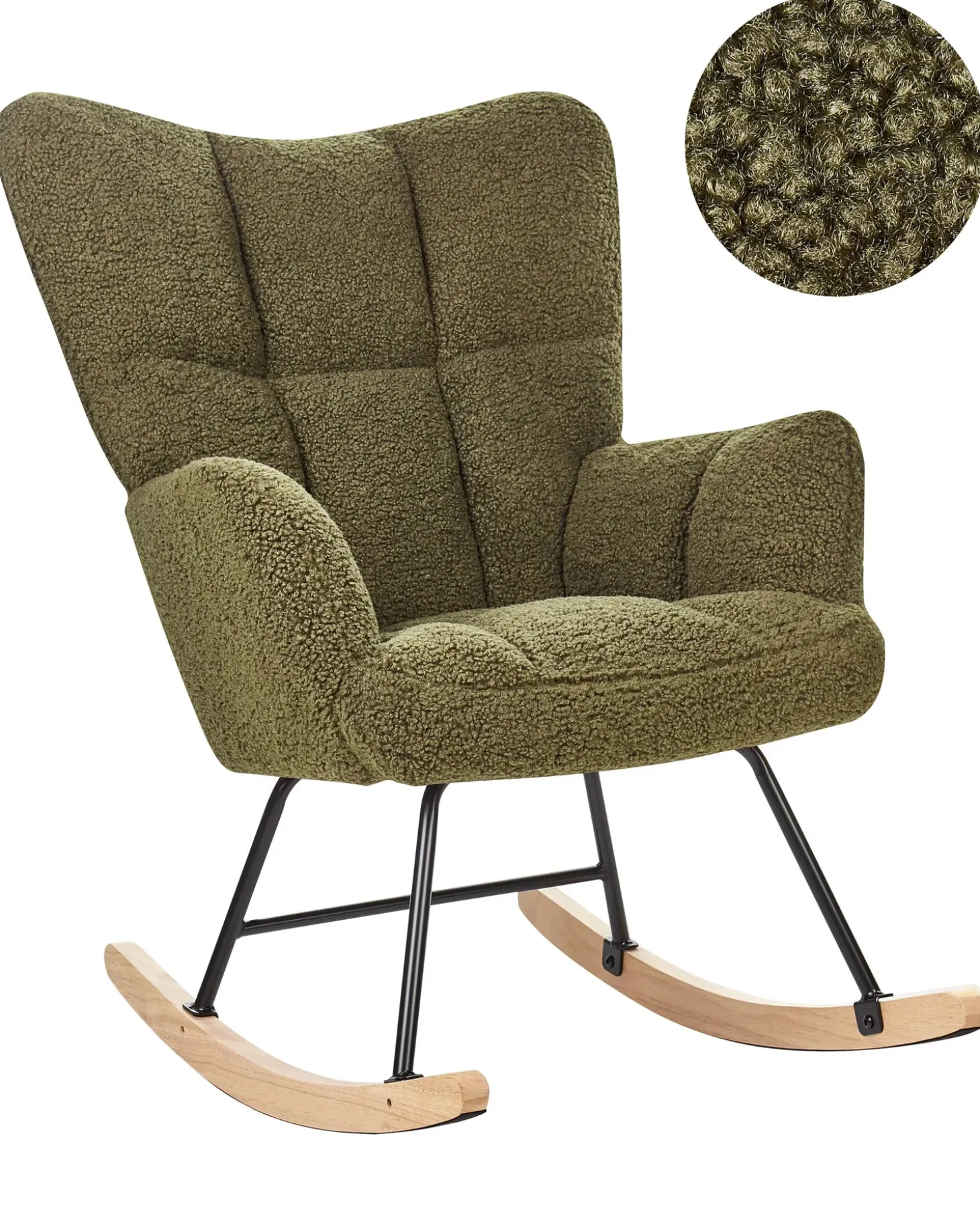 New Fotel bujany OULU Boucle Ciemnozielony Wszystkie Fotele|Fotele Bujane