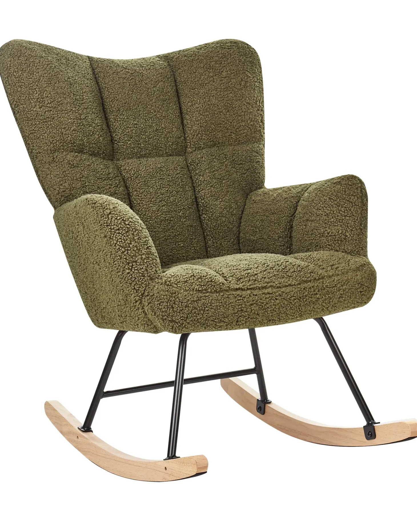 New Fotel bujany OULU Boucle Ciemnozielony Wszystkie Fotele|Fotele Bujane