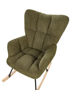 New Fotel bujany OULU Boucle Ciemnozielony Wszystkie Fotele|Fotele Bujane