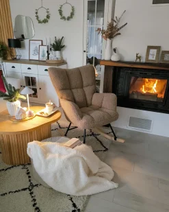 Hot Fotel bujany OULU Boucle Piaskowy Wszystkie Fotele|Fotele Bujane