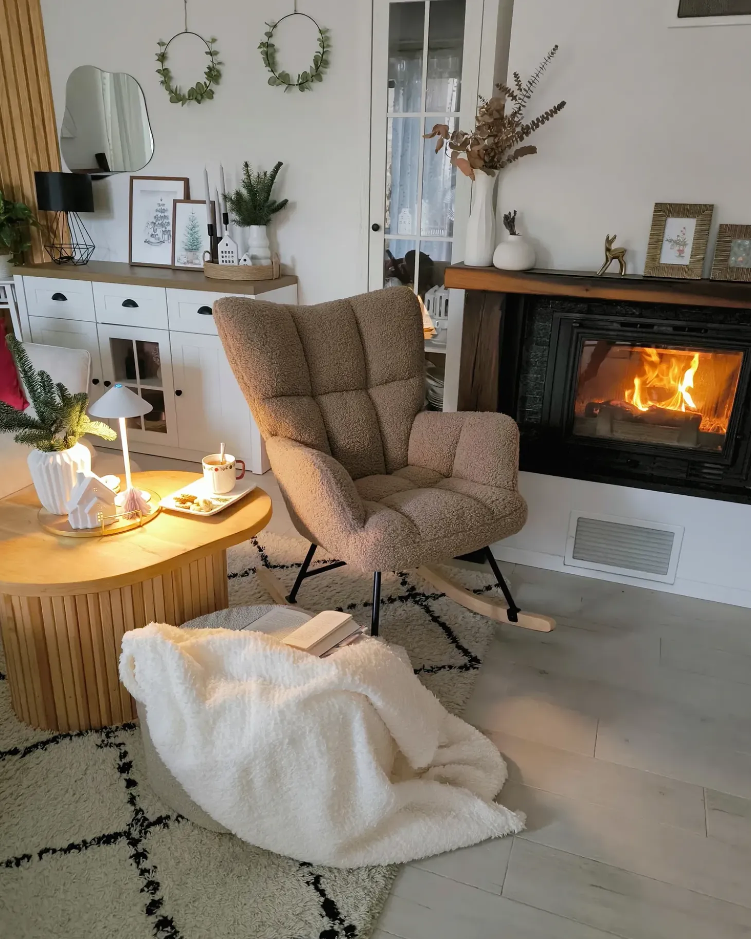 Hot Fotel bujany OULU Boucle Piaskowy Wszystkie Fotele|Fotele Bujane