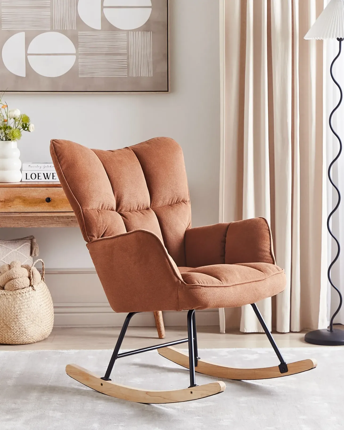 Outlet Fotel bujany OULU Brązowy Wszystkie Fotele|Fotele Bujane
