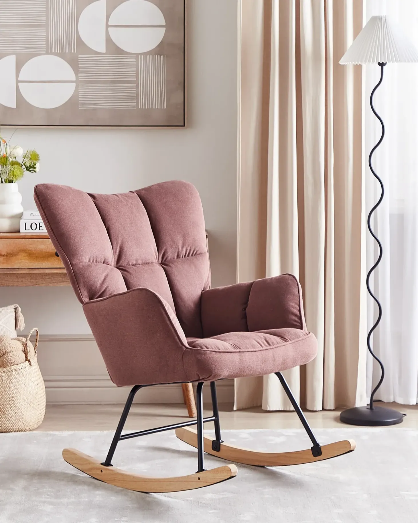 Discount Fotel bujany OULU Różowy Wszystkie Fotele|Fotele Bujane
