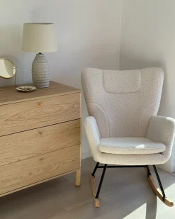 Clearance Fotel bujany SANDVE Boucle Biały Wszystkie Fotele|Fotele Bujane