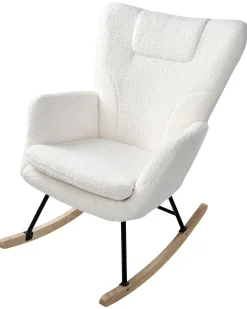Clearance Fotel bujany SANDVE Boucle Biały Wszystkie Fotele|Fotele Bujane