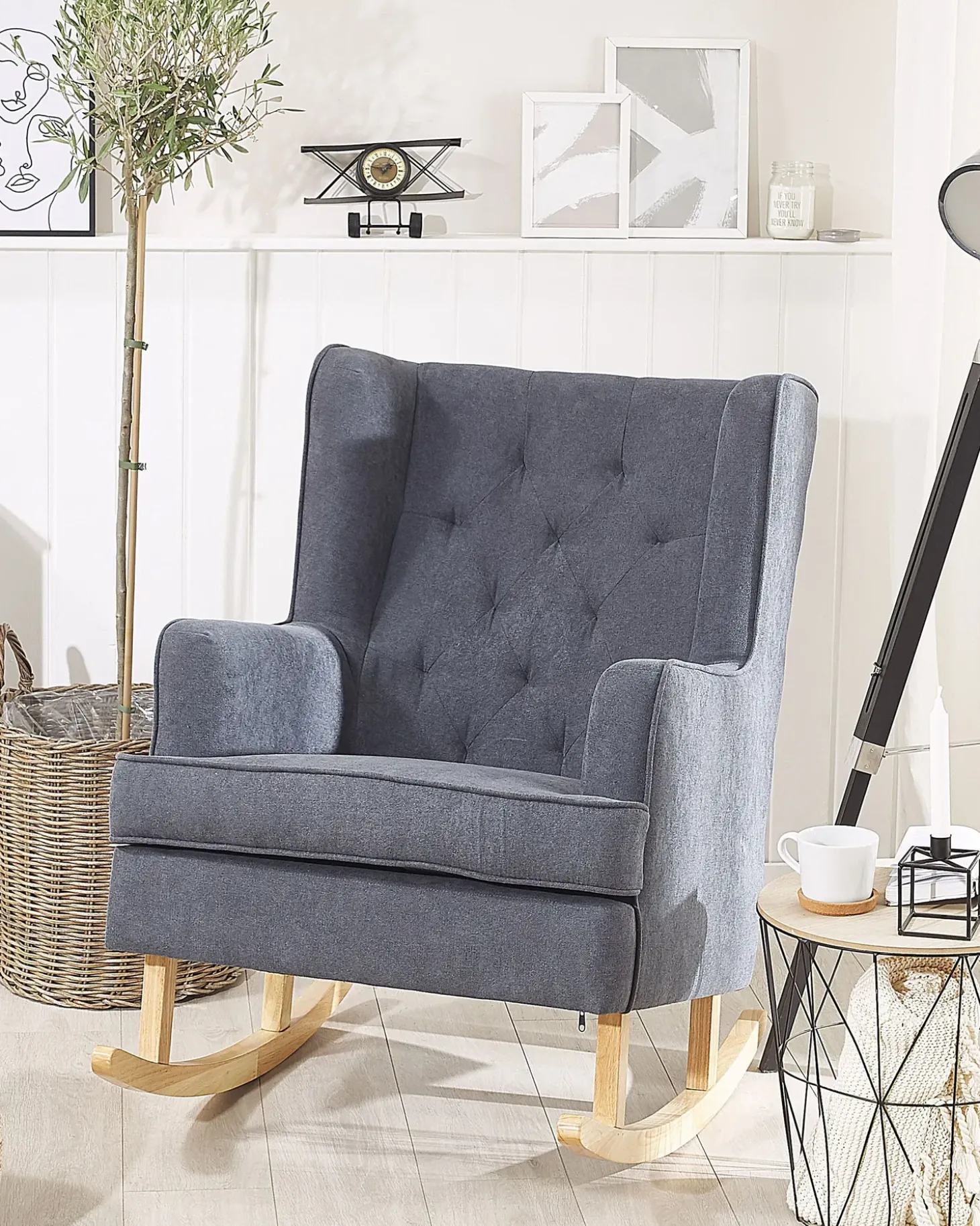 New Fotel bujany TRONDHEIM Ciemnoszary Wszystkie Fotele|Fotele Bujane