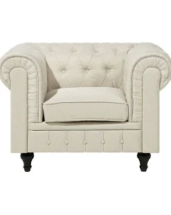 Sale Fotel CHESTERFIELD Beżowy Wszystkie Fotele|Fotele Tapicerowane