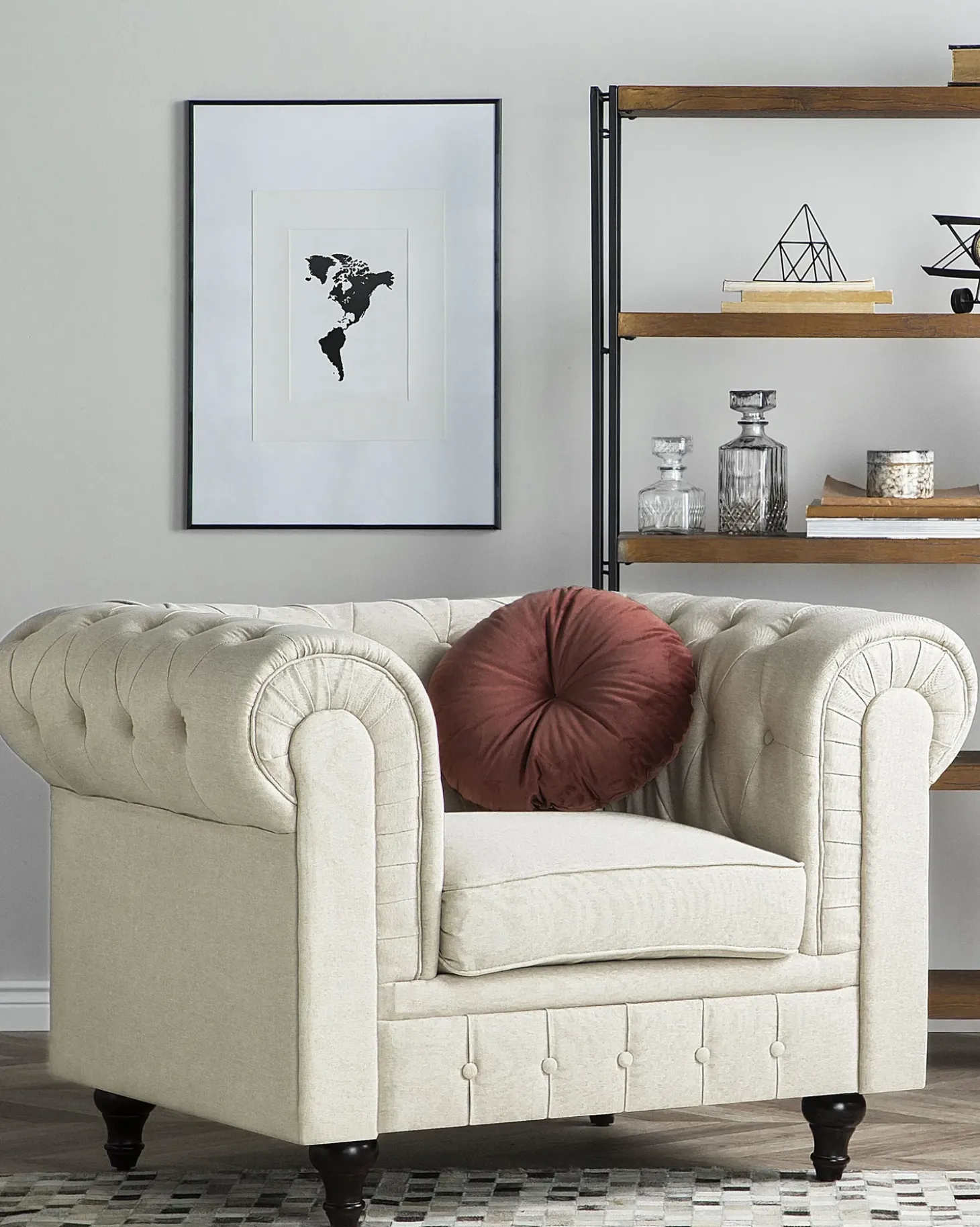 Sale Fotel CHESTERFIELD Beżowy Wszystkie Fotele|Fotele Tapicerowane