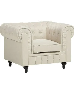 Sale Fotel CHESTERFIELD Beżowy Wszystkie Fotele|Fotele Tapicerowane