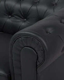 Online Fotel CHESTERFIELD Ekoskóra Czarny Wszystkie Fotele|Fotele Skórzane