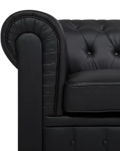Online Fotel CHESTERFIELD Ekoskóra Czarny Wszystkie Fotele|Fotele Skórzane