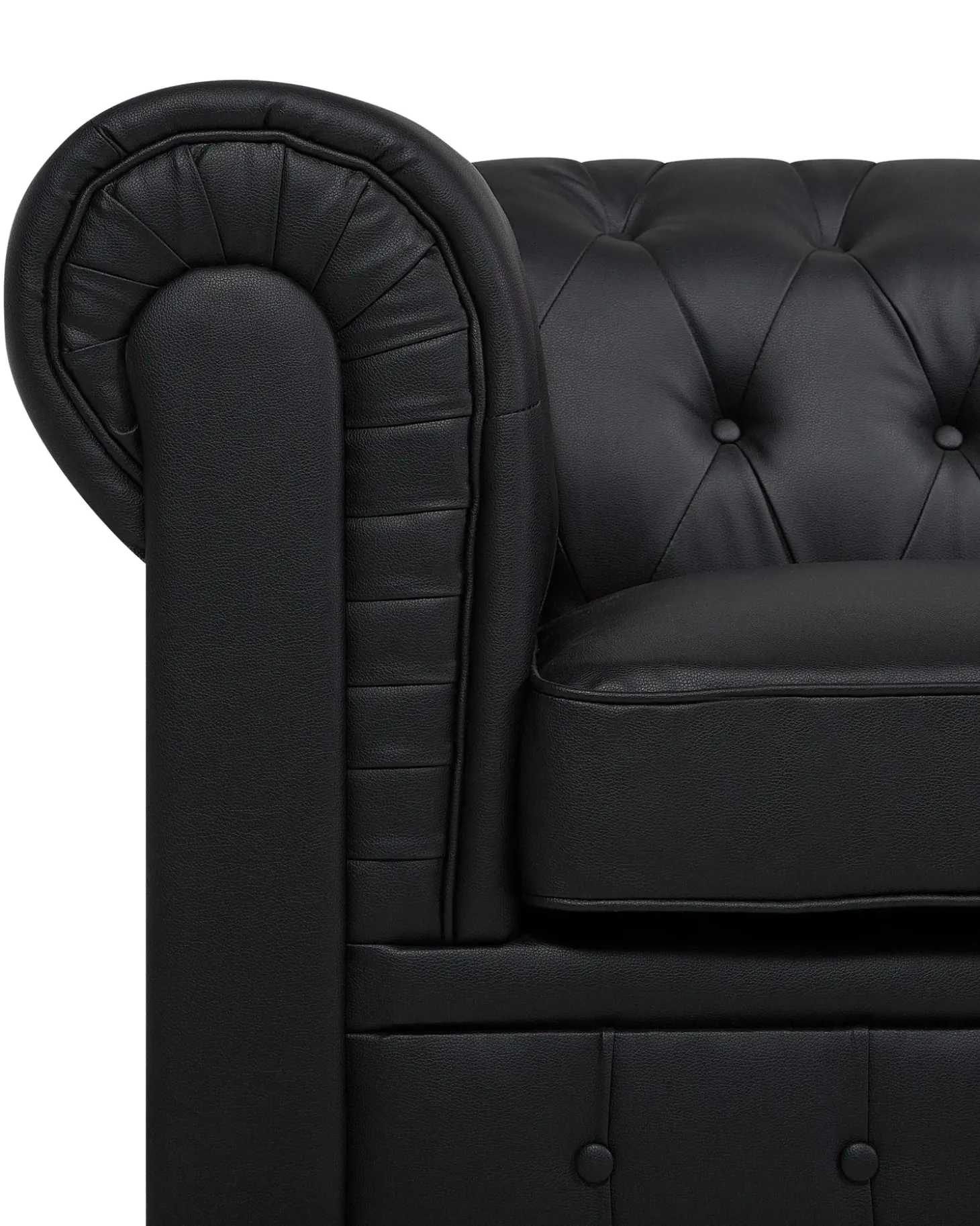 Online Fotel CHESTERFIELD Ekoskóra Czarny Wszystkie Fotele|Fotele Skórzane
