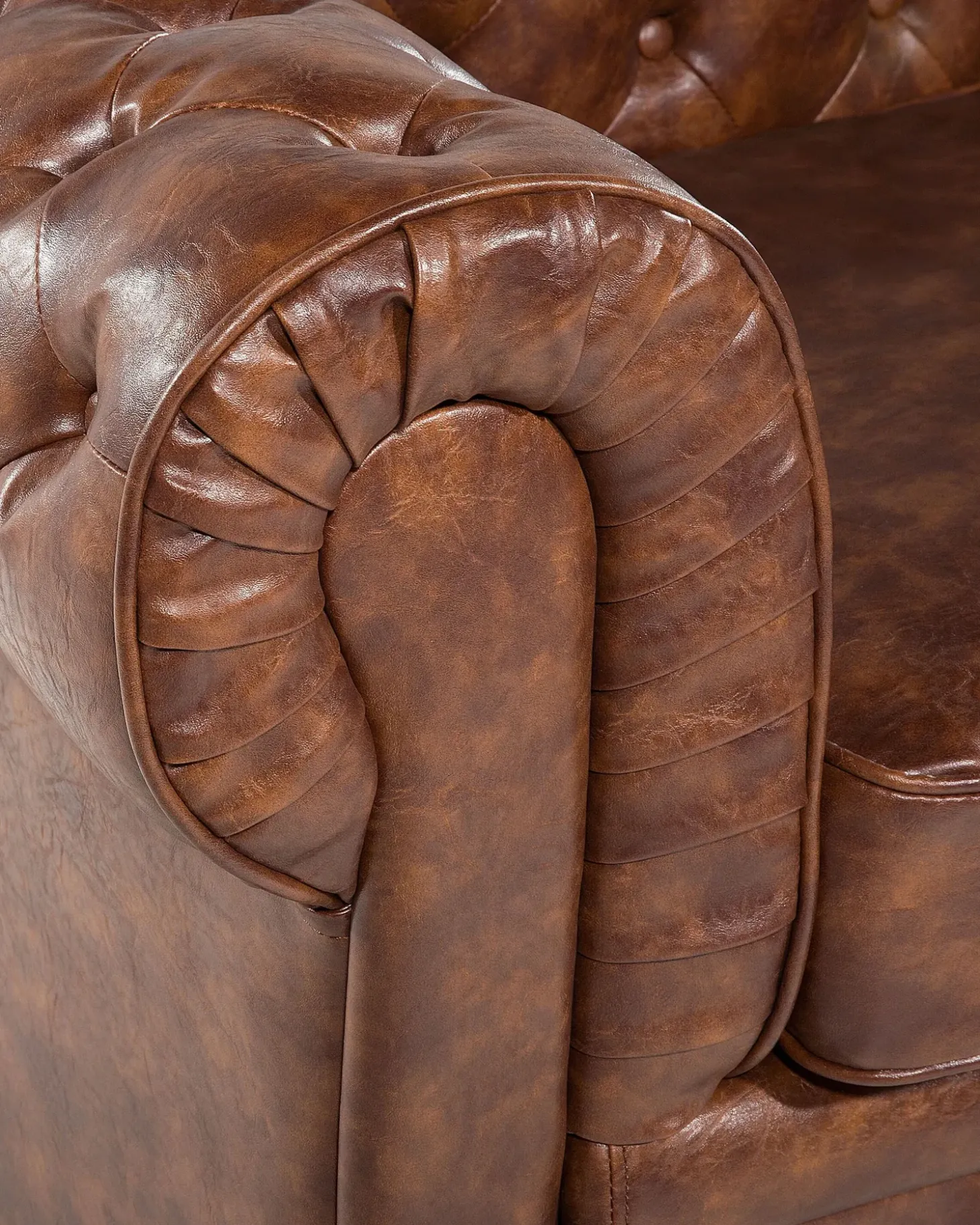 Clearance CHESTERFIELD Ekoskóra Złoty brąz Wszystkie Fotele|Fotele Skórzane