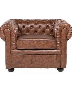 Clearance CHESTERFIELD Ekoskóra Złoty brąz Wszystkie Fotele|Fotele Skórzane