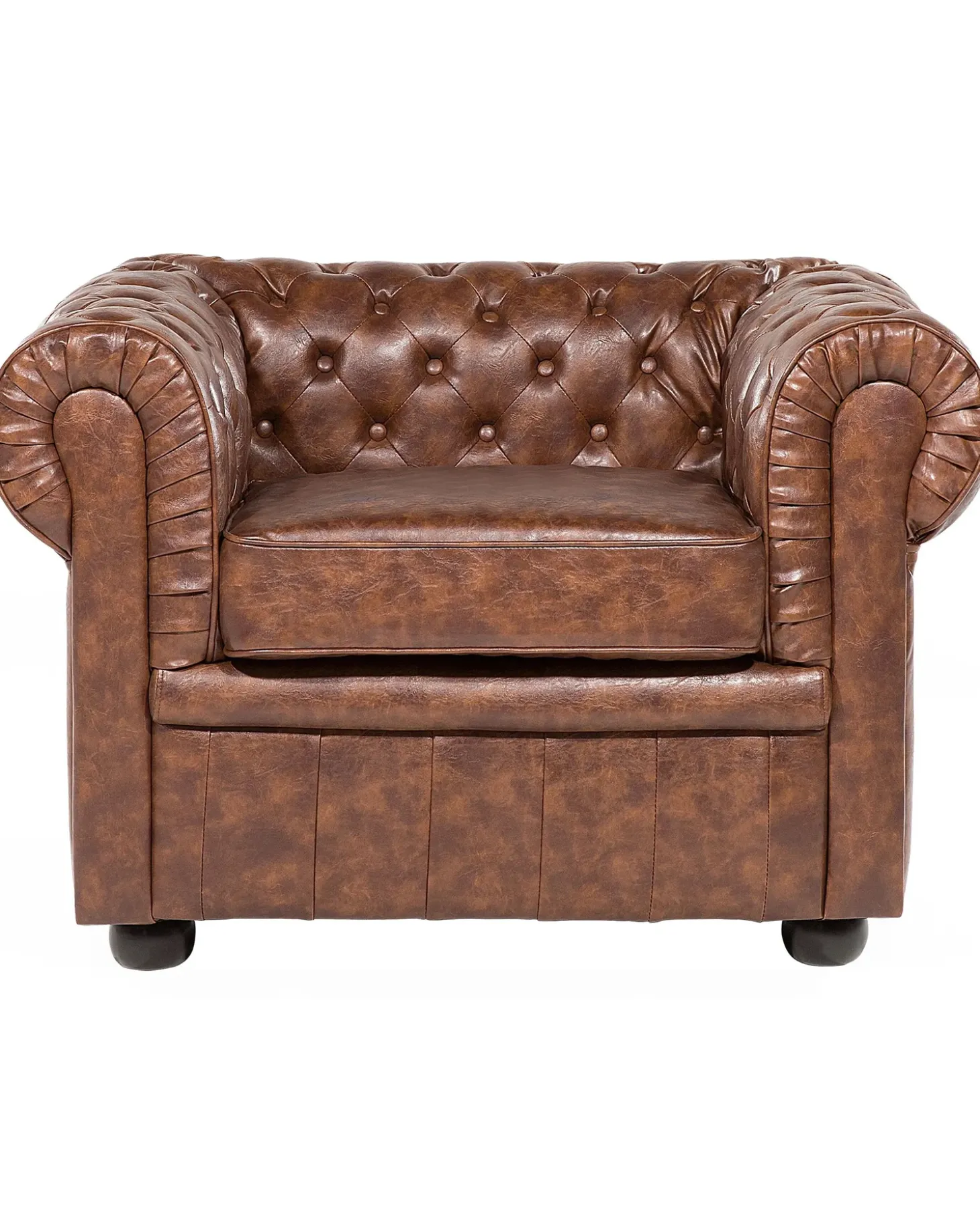 Clearance CHESTERFIELD Ekoskóra Złoty brąz Wszystkie Fotele|Fotele Skórzane
