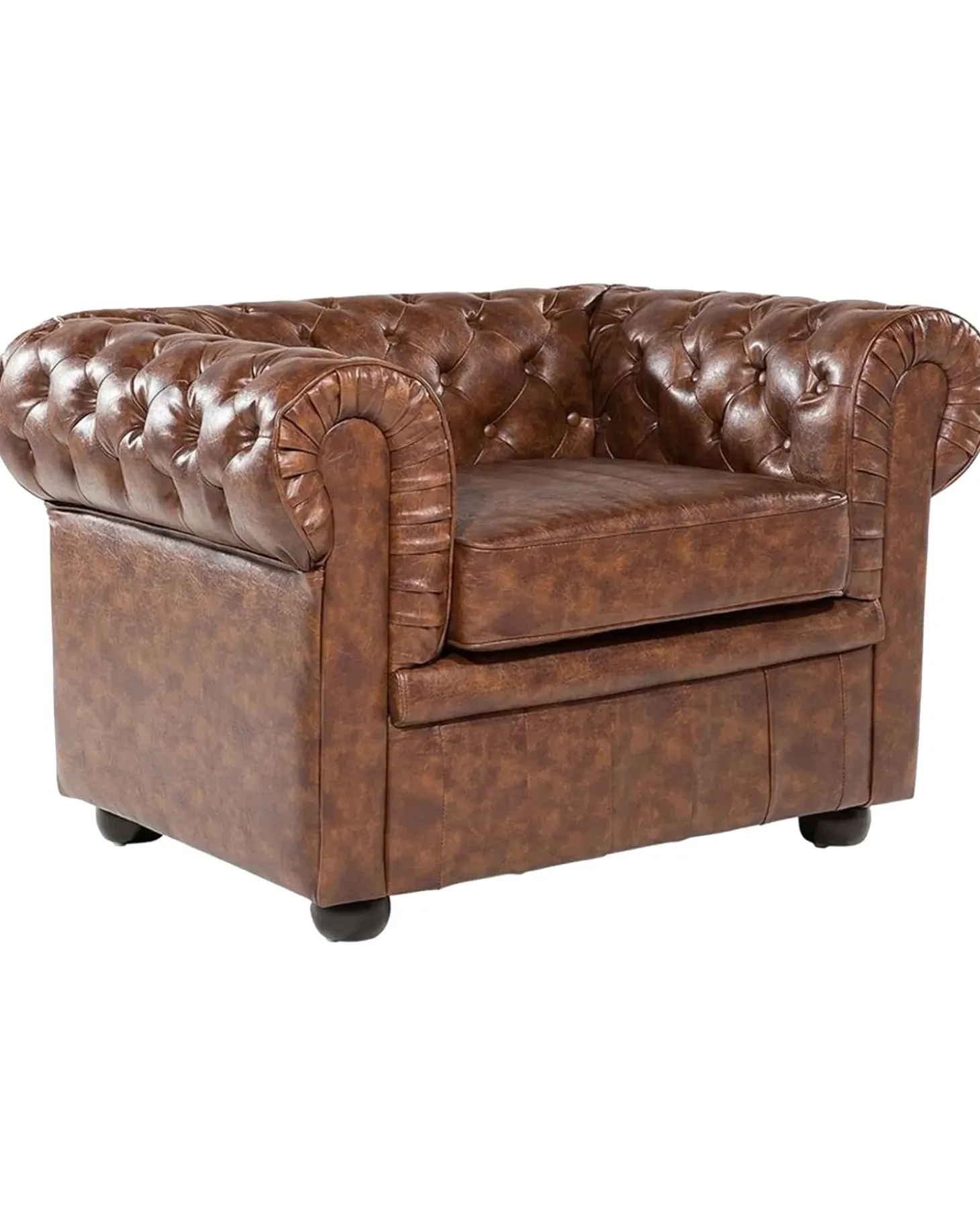 Clearance CHESTERFIELD Ekoskóra Złoty brąz Wszystkie Fotele|Fotele Skórzane