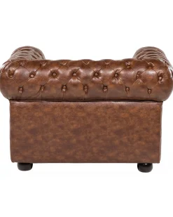 Clearance CHESTERFIELD Ekoskóra Złoty brąz Wszystkie Fotele|Fotele Skórzane