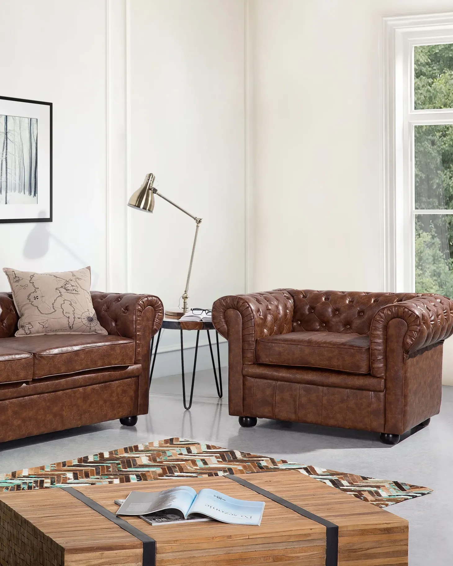 Clearance CHESTERFIELD Ekoskóra Złoty brąz Wszystkie Fotele|Fotele Skórzane