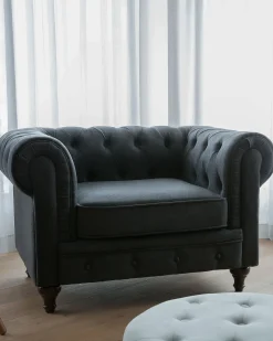 New CHESTERFIELD Grafitowy Wszystkie Fotele|Fotele Tapicerowane
