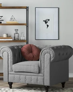 Discount CHESTERFIELD Jasnoszary Wszystkie Fotele|Fotele Tapicerowane