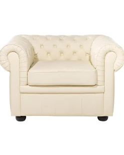 Sale CHESTERFIELD Skóra naturalna Jasnobeżowy Wszystkie Fotele|Fotele Skórzane
