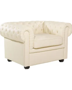 Sale CHESTERFIELD Skóra naturalna Jasnobeżowy Wszystkie Fotele|Fotele Skórzane