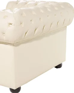 Sale CHESTERFIELD Skóra naturalna Jasnobeżowy Wszystkie Fotele|Fotele Skórzane
