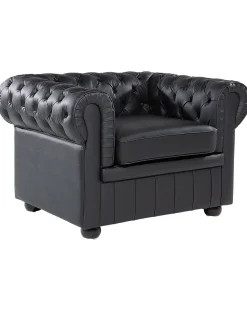 CHESTERFIELD Skóra naturalna Czarny Wszystkie Fotele|Fotele Skórzane