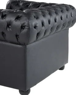 CHESTERFIELD Skóra naturalna Czarny Wszystkie Fotele|Fotele Skórzane