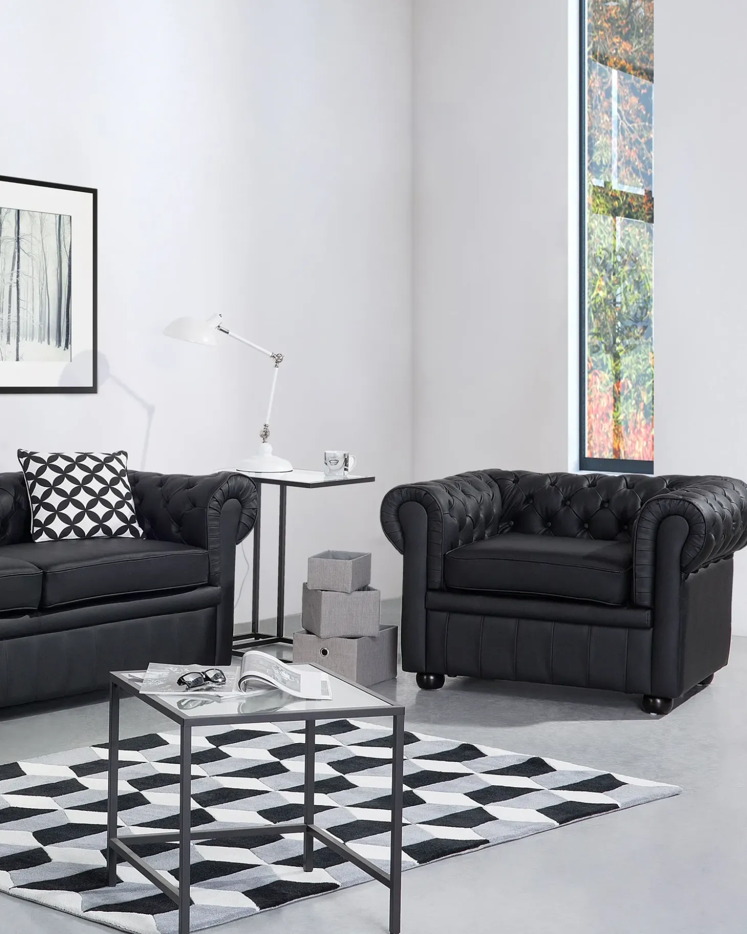 CHESTERFIELD Skóra naturalna Czarny Wszystkie Fotele|Fotele Skórzane
