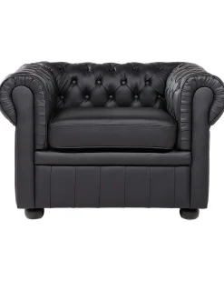 CHESTERFIELD Skóra naturalna Czarny Wszystkie Fotele|Fotele Skórzane