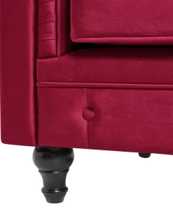 Outlet CHESTERFIELD Welur Burgundowy Wszystkie Fotele|Fotele Tapicerowane