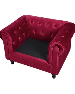 Outlet CHESTERFIELD Welur Burgundowy Wszystkie Fotele|Fotele Tapicerowane