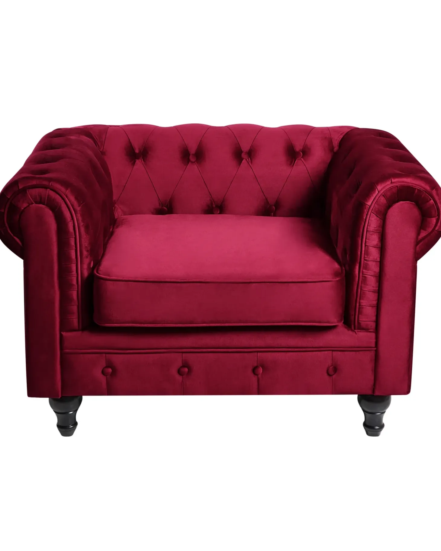 Outlet CHESTERFIELD Welur Burgundowy Wszystkie Fotele|Fotele Tapicerowane