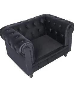 Discount CHESTERFIELD Welur Czarny Wszystkie Fotele|Fotele Tapicerowane
