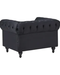 Discount CHESTERFIELD Welur Czarny Wszystkie Fotele|Fotele Tapicerowane