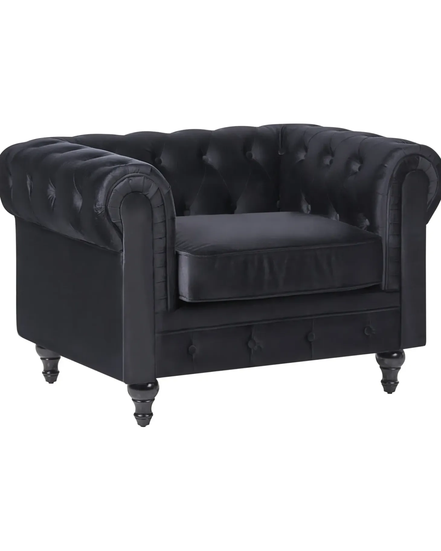 Discount CHESTERFIELD Welur Czarny Wszystkie Fotele|Fotele Tapicerowane