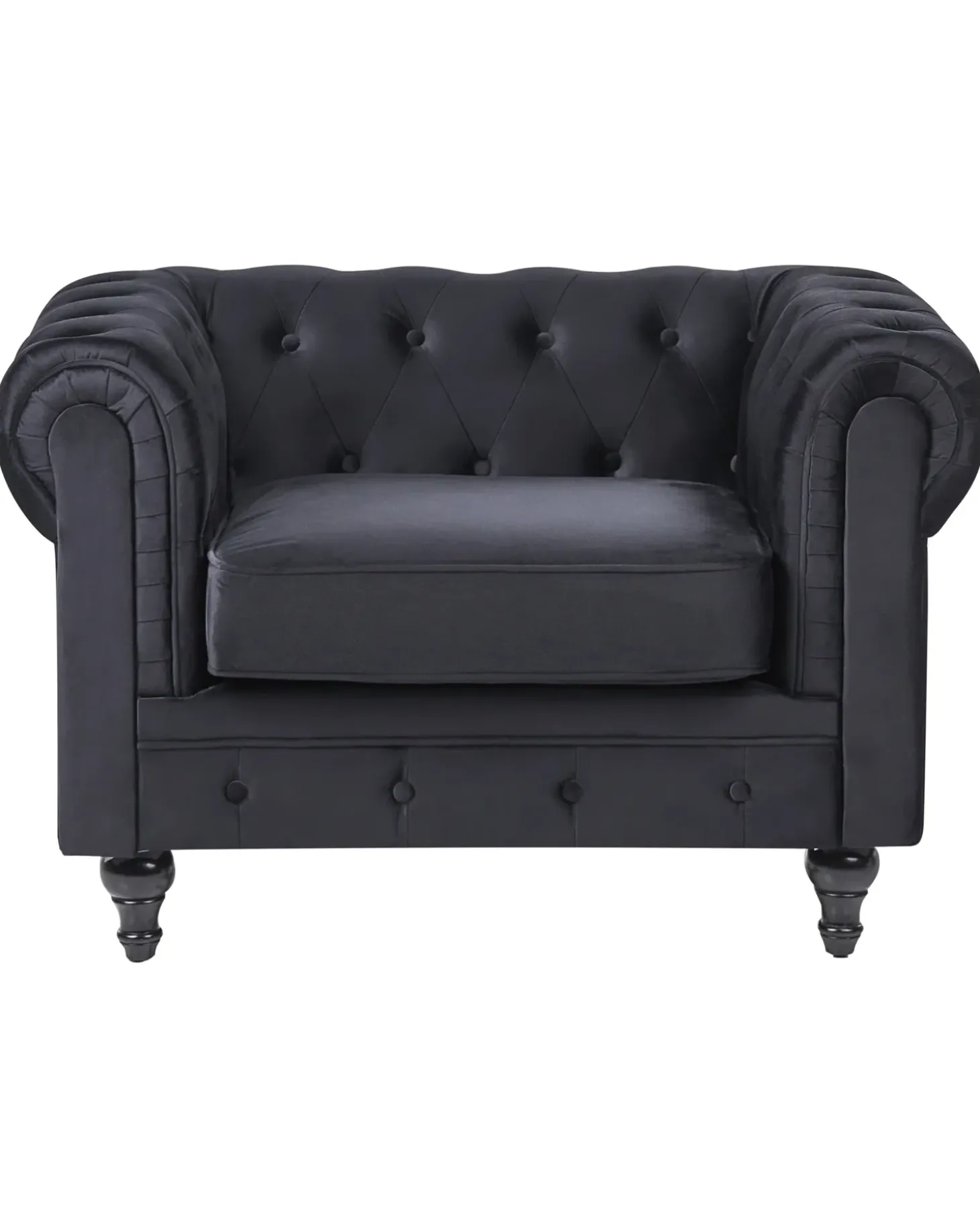 Discount CHESTERFIELD Welur Czarny Wszystkie Fotele|Fotele Tapicerowane