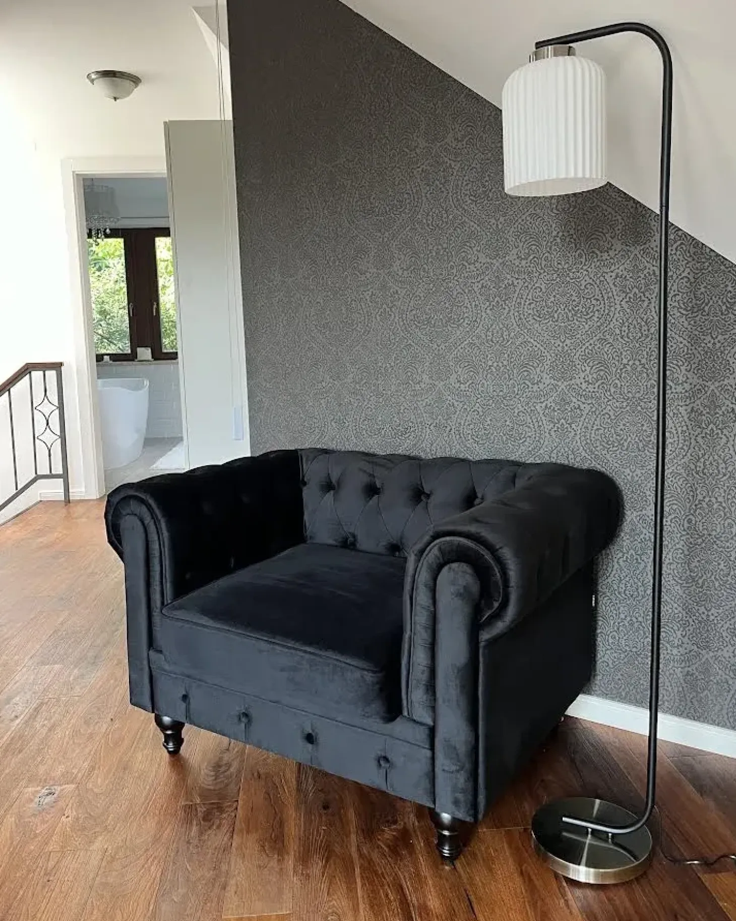 Discount CHESTERFIELD Welur Czarny Wszystkie Fotele|Fotele Tapicerowane