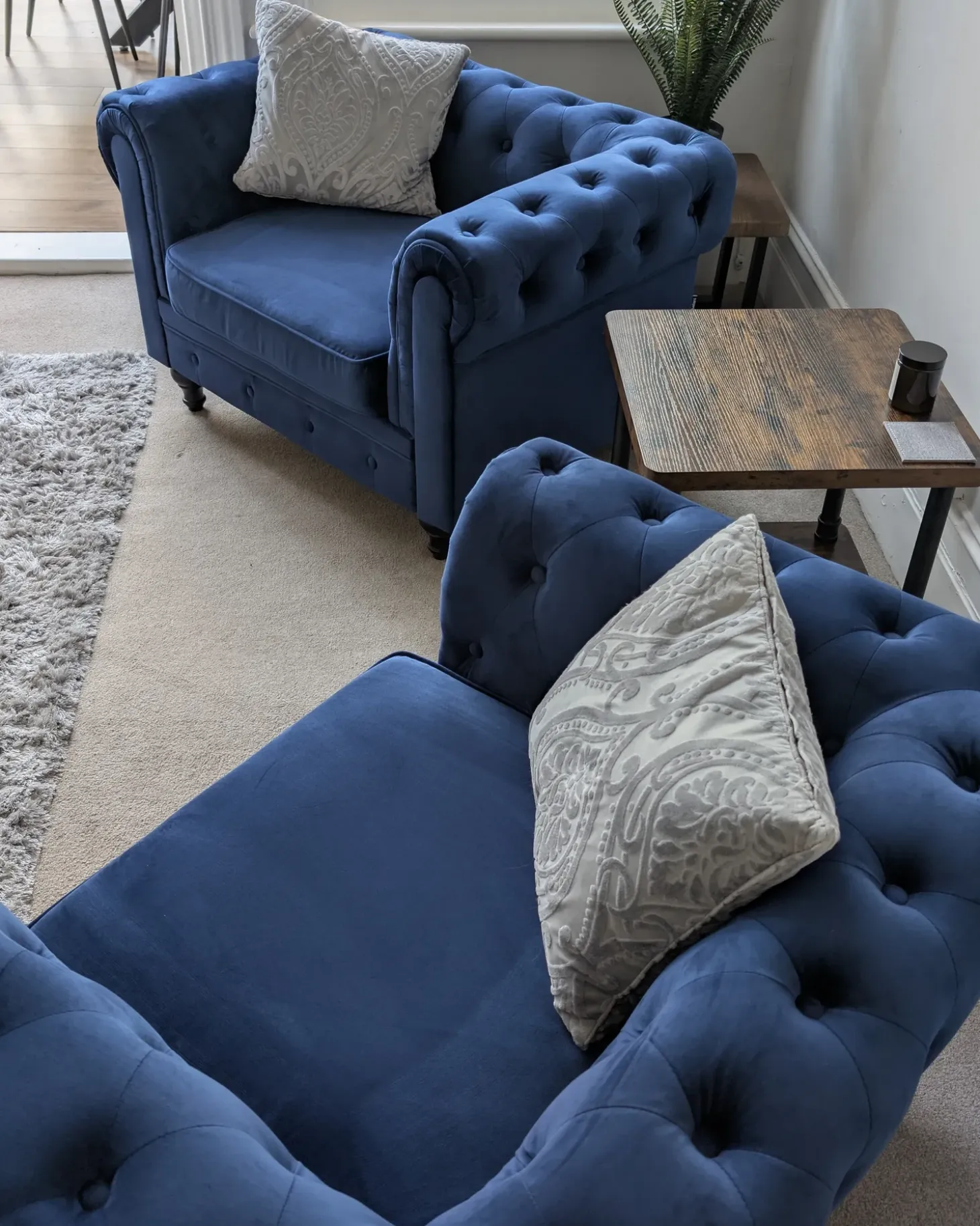 Online CHESTERFIELD Welur Granatowy Wszystkie Fotele|Fotele Tapicerowane