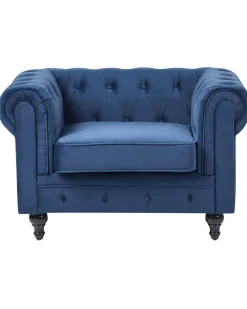 Online CHESTERFIELD Welur Granatowy Wszystkie Fotele|Fotele Tapicerowane