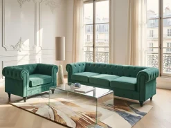 Discount CHESTERFIELD Welur Szmaragdowy Wszystkie Fotele|Fotele Tapicerowane