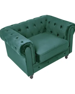 Discount CHESTERFIELD Welur Szmaragdowy Wszystkie Fotele|Fotele Tapicerowane