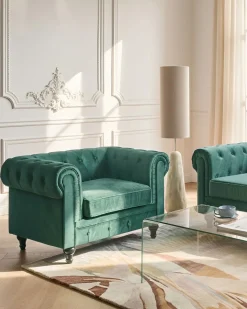 Discount CHESTERFIELD Welur Szmaragdowy Wszystkie Fotele|Fotele Tapicerowane