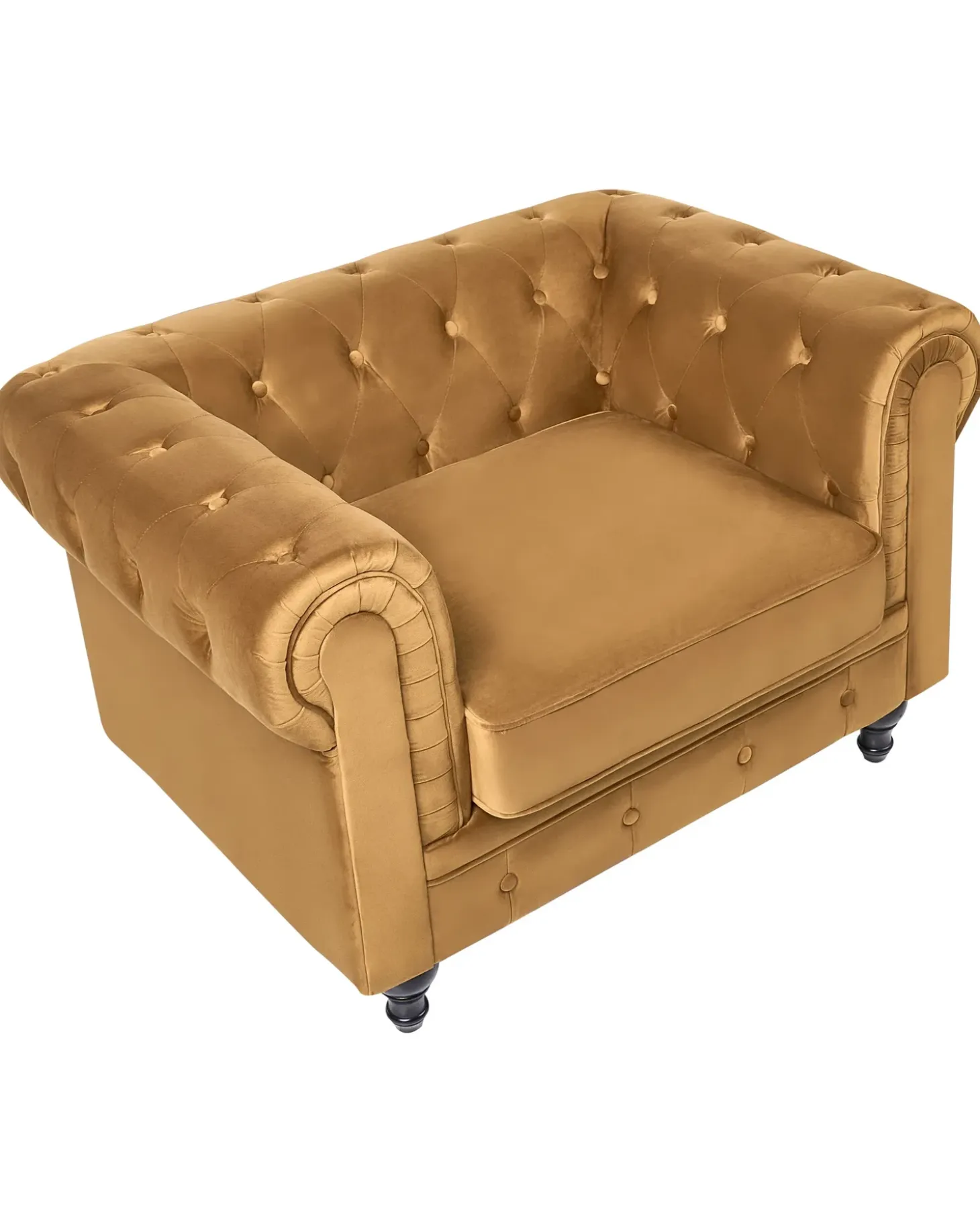 Clearance CHESTERFIELD Welur Złoty Wszystkie Fotele|Fotele Tapicerowane